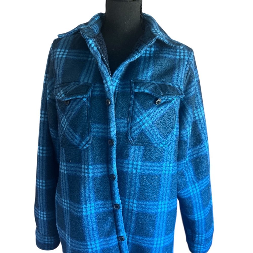 Blue Plaid Women's Utility Shacket Jacket